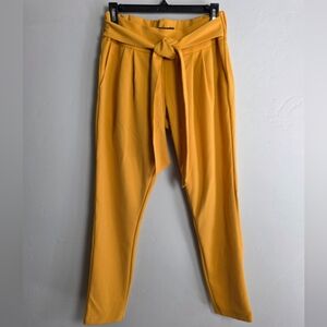 Fashion Nova Mustard Yellow High Waist Tie Front Pants – Size S